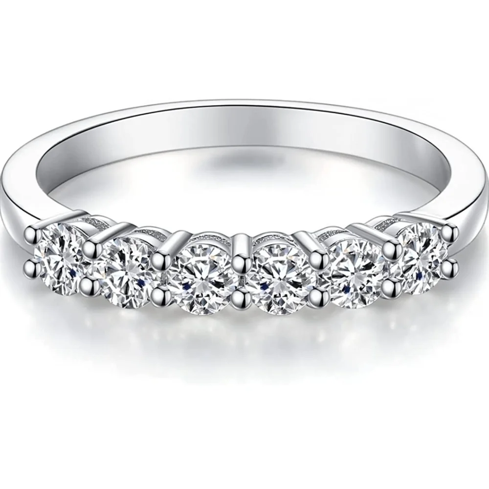 18K White Gold 0.70cttw Diamond Ring Engagement Moissanite 925 Wedding Gift